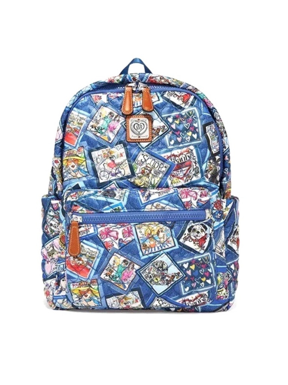 Brighton Blue Multi-Color Patchwork Print Backpack